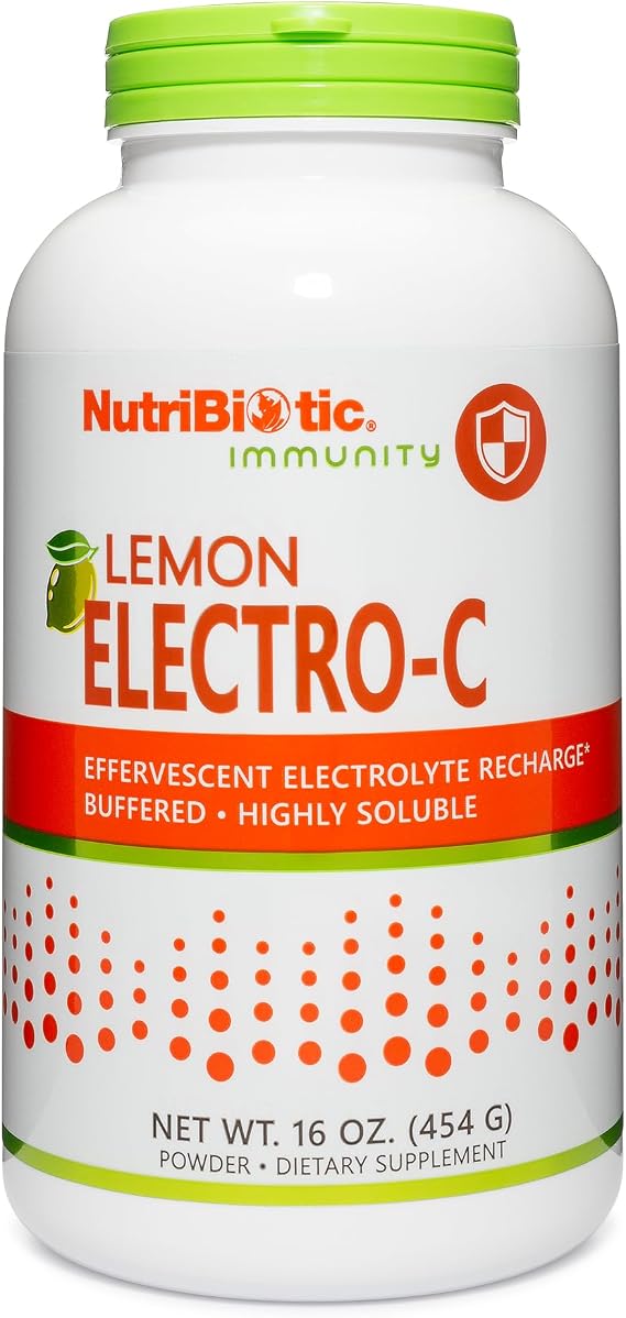 NutriBiotic - Lemon Electro-C, Vitamin C & Electrolyte Powder, 16 OZ | 850 Mg Vitamin C Per Serving | Effervescent Electrolyte Recharge | Buffered & Highly Soluble | Free of Calories, Gluten & Non-GMO