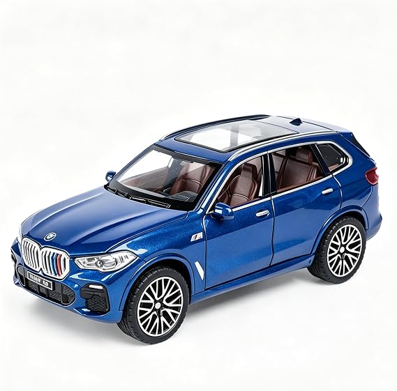 TGRCM-CZ 1/32 X5 SUV Model Car Toy Die-Cast Alloy Pull Back Car Model with Light and Sound Toy Vehicles for Children Blue