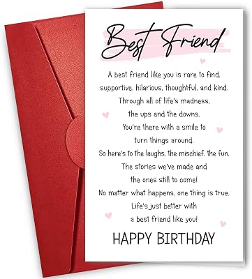 NewEleven Galentines Day Gift For Best Friends - Heartfelt Message, Birthday Card For Friend - Best Friend Birthday Gifts For Women, Men, Meaningful Gift From Friends - Greeting Card