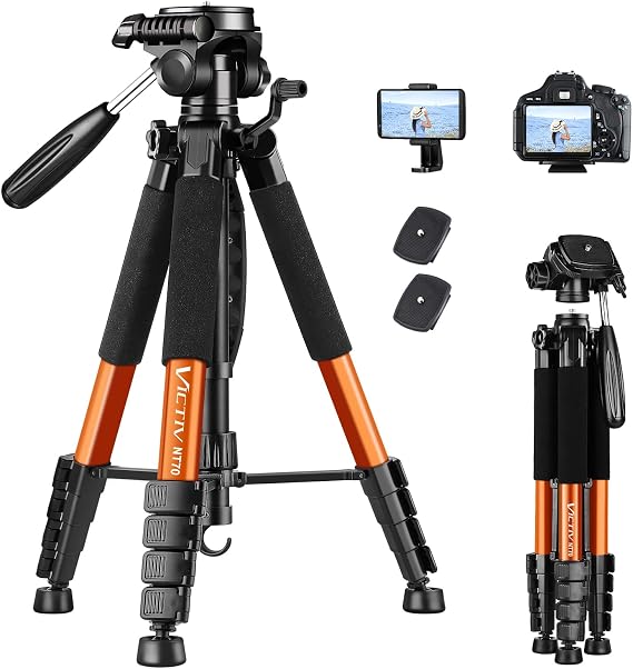 Victiv Tripod, 74 Camera Tripod for Cell Phone with Phone Holder, Orange