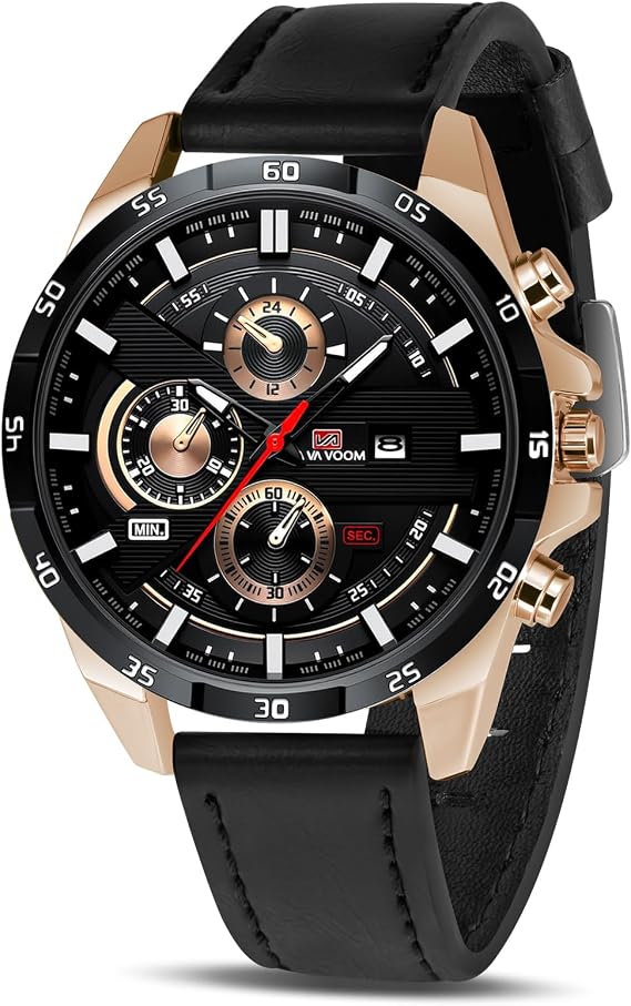 OFFCUP Mens Analog Quartz Watches, 55MM Leather Men's Chronograph Watch