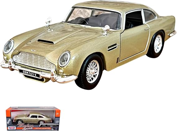 Oyuncak Diecast Metal ASTON MARTİN DB5 Model Araba Kutulu Koleksiyonluk Figür 1:24 Ölçek Bej ve Yeşil Renk (Kahverengi)