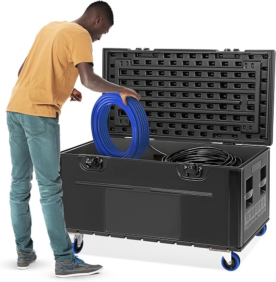 44" Heavy Duty ATA Rolling Cable Trunk Case, IP55 Stackable Road Case