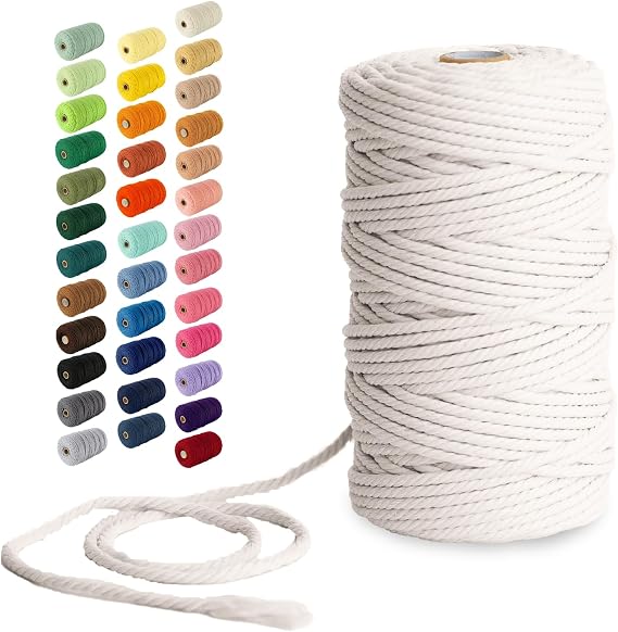 Nook Theory Macrame Cord - 4mm 109 Yards Cotton Rope, 3mm 5mm Yarn, String for Crafts, Perfect for Macrame Wall Hanging and Boho Decorations (Cream)