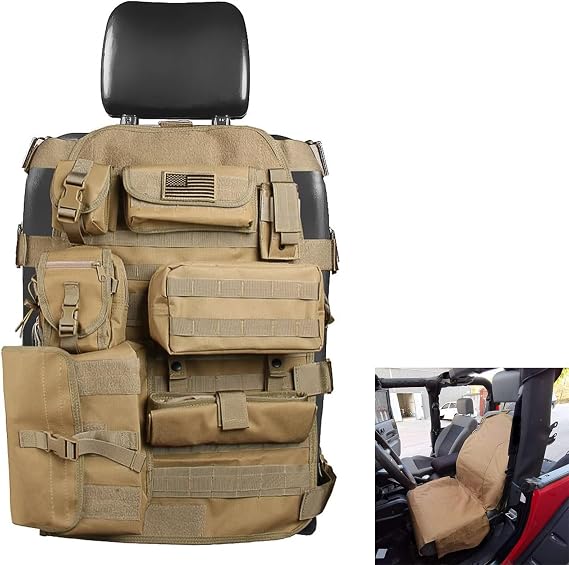 SUNPIE Upgrade Larger Seat Protector Tactical Seat Cover for Trucks Beige