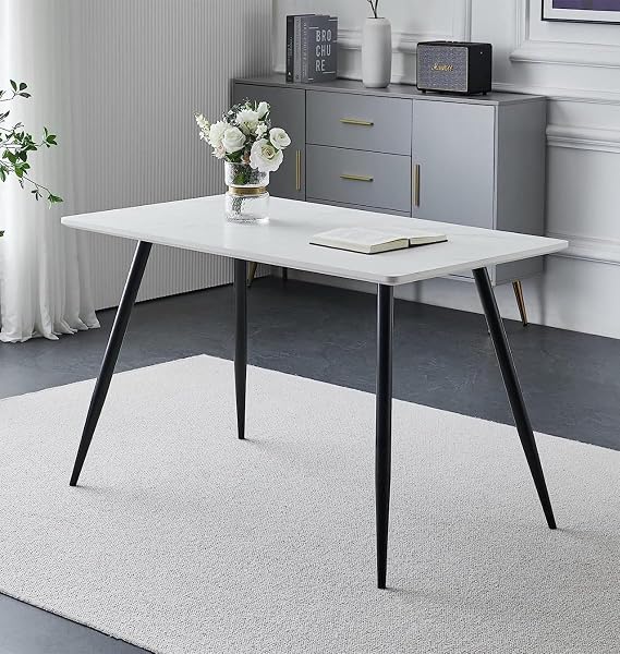 Hallowood Furniture Cullompton Marble Effect White Dining Table, 120x70cm