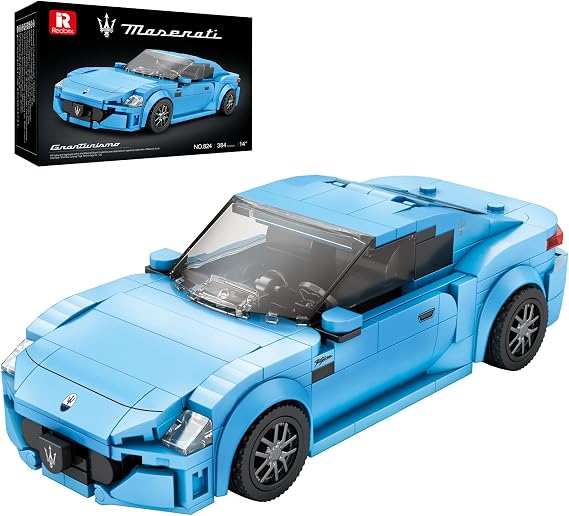 Reobrix Technic 824 1/24 GranTurismo Maserati Mavi Spor Araba Yaratıcı Yapı Blok Seti Building Blocks - 384 Parça