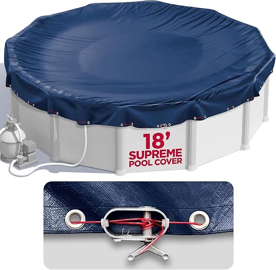 18 ft Round Winter Pool Cover for Above Ground Pools, Navy Blue, Resistant