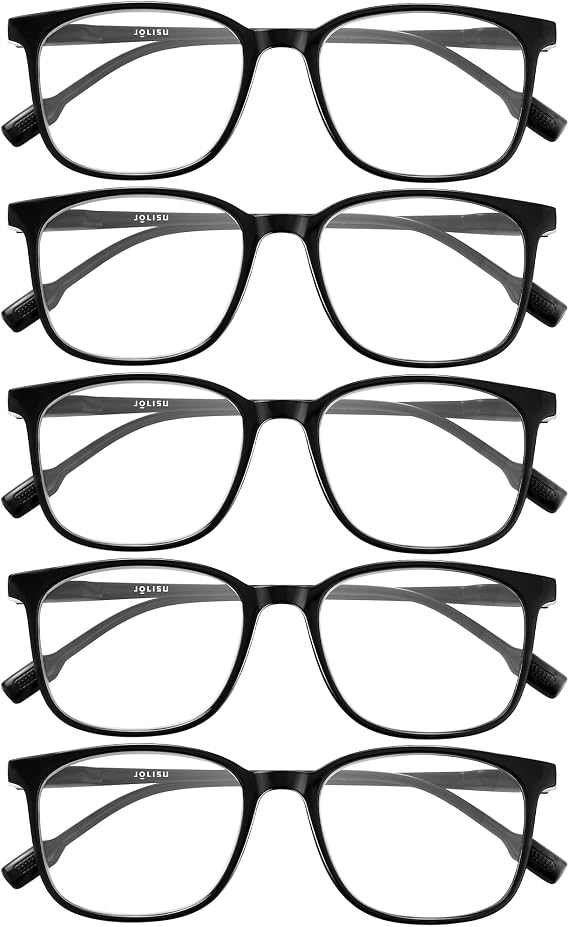 JOLISU 5-Pack Ultra-Light Slim Frames Reading Glasses for Women - Readers for Women, Spring Hinges and Blue Light Protection