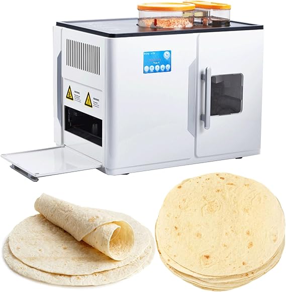 Fully Automatic Roti Making Machine,Electric Roti Tortilla Pancake Flat Bread Pita Making Machine,One-Click Production of 20 Pieces/Time,Suitable for Roti,Corn Tortilla,Flour Tortilla,110V