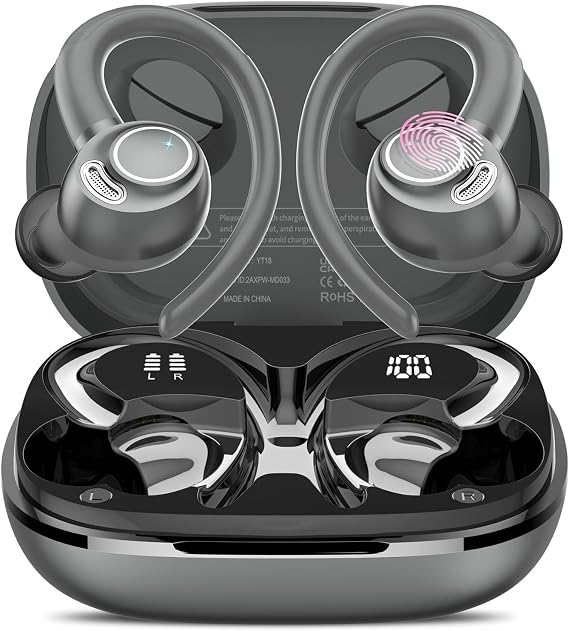 Wireless Earbuds, Bluetooth 5.4 Headphones Sport Over Ear Buds With ENC Mic