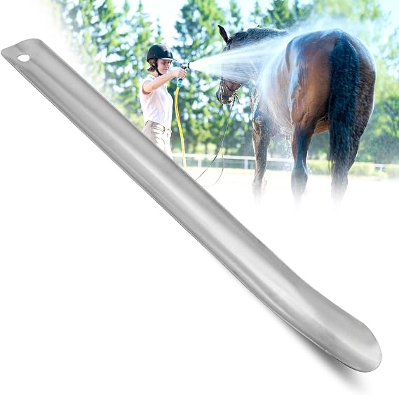 Jeffers Equine Aluminum Sweat Scraper for Horses, 15" - Contoured PVC Coated Grooming Tool for Removing Sweat, Water, Ergonomic Grip for Easy Use, Moisture from Hooves, Coat, Blanket, Pony, Stable