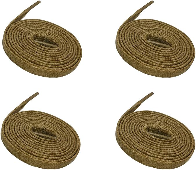 VSUDO 2 Pairs Waxed Flat Shoe Laces, 1/4 Wide Flat Cotton Shoelaces for Sneakers or Boots (Medium Width)