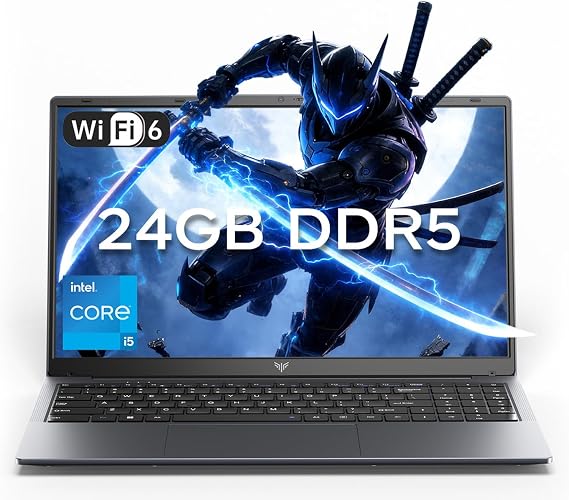 KAIGERR 2026 Laptop, 24GB DDR5 512GB SSD Intel Core i5 (Up to 4.5GHZ)
