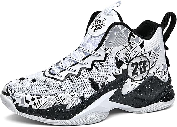 Basketball Shoes Mens Shoes Womens Shoes Lightweight Breathable Sneakers Outdoor Anti Slip Sports Running Shoes Graffiti Style Basketball Shoes (Color : D, Size : 12.5 Women/11 Men)