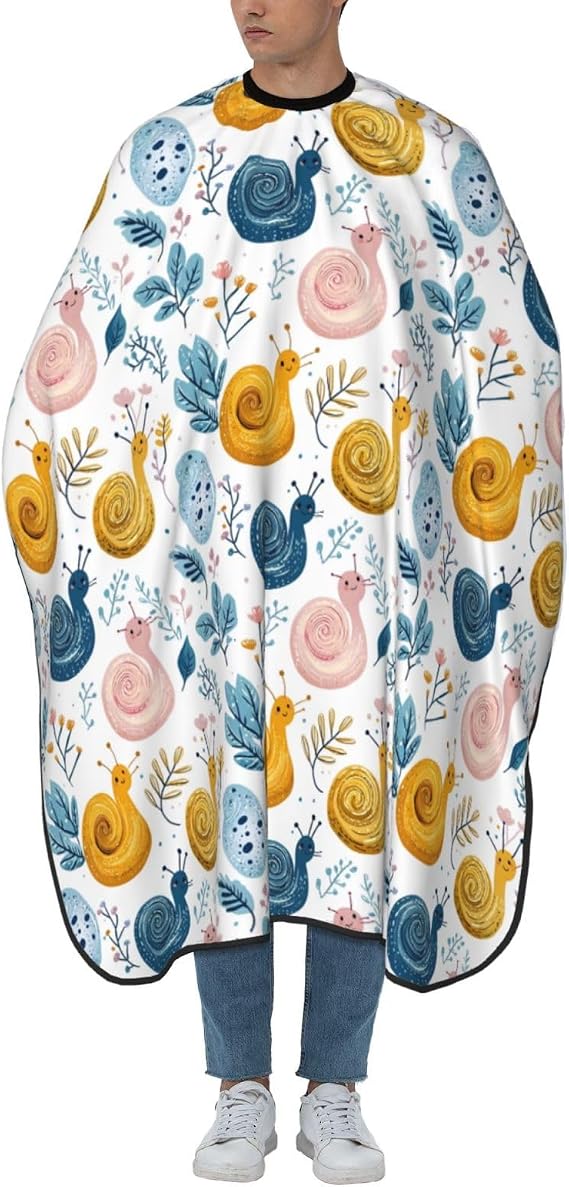 Flower White Snail Print Barber Cape - Hair Cutting Capes for Adults, Professional Large Size Barber Cape for Men Women Hairstylist, Hairdressing Salon Capes 66x55 Inches