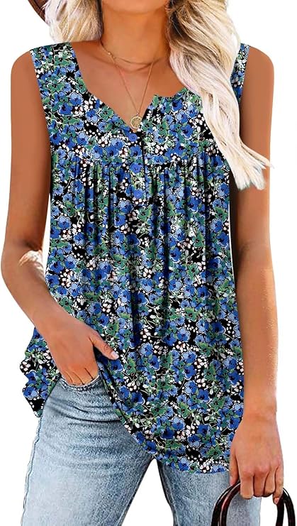 ROSELINLIN Womens Tank Tops and Short Sleeve Floral Summer Tops