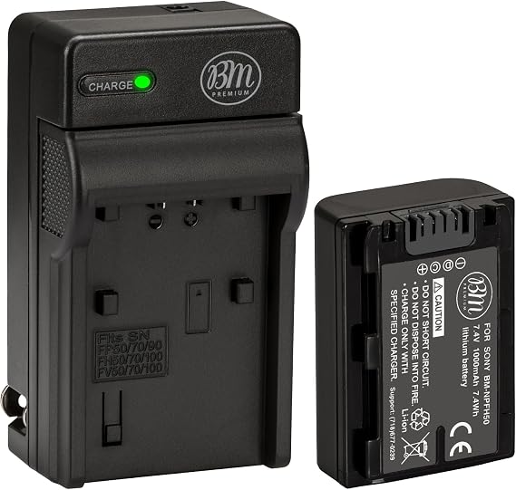BM Premium NP-FH50 Battery and Charger for Sony CyberShot DSC-HX1 DSC-HX100V DSC-HX200V HDR-TG5V DSLRA230 DSLRA290 DSLRA330 DSLRA380 DSLRA390 Digital SLR Cameras