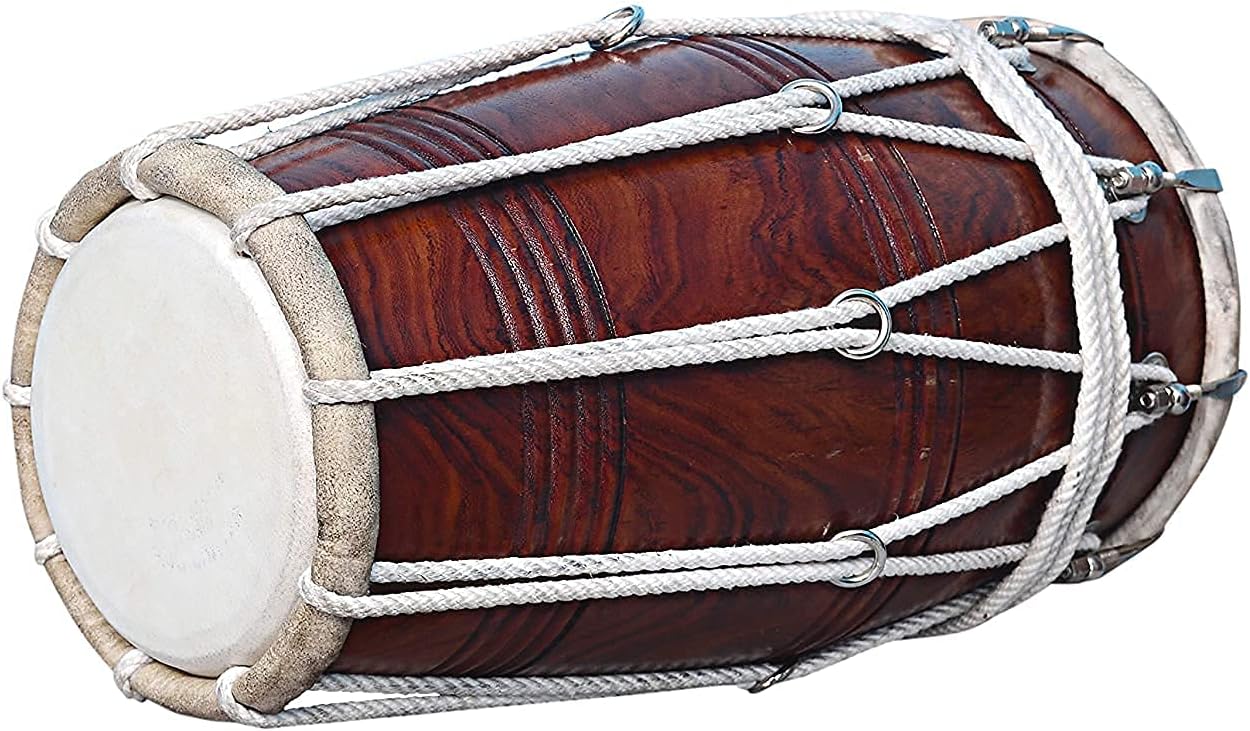 Handmade Wooden Dholak Special Half Rope Dholak Drum Sheesham Wood Musical Instrument