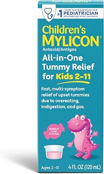 Children's Mylicon All-in-One Tummy Relief Liquid For Indigestion for Kids, Bubble Gum Flavor, 4oz