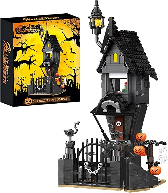 Halloween Haunted Mansion Building Blocks Set - 564PCS Horror Castle Building Bricks Kit, Pumpkins and Skeleton Ghosts, Home Decor, DIY Spooky Toys, Creative Gifts for Adults Kid