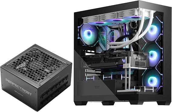 darkFlash DS900 ATX Full View Dual Tempered Glass PC Case + PMT850 Fully Modular ATX Power Supply(Black)