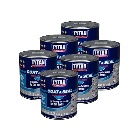 Coat & Seal Waterproof Sealant, Easy-to-Apply Paste, No Primer Required, Apply to Wet Surfaces, UV Resistant, No Cracking, Ideal for Gutters, Chimneys, Skylights, RVs, Roofs (1 qt) - 6 Pack