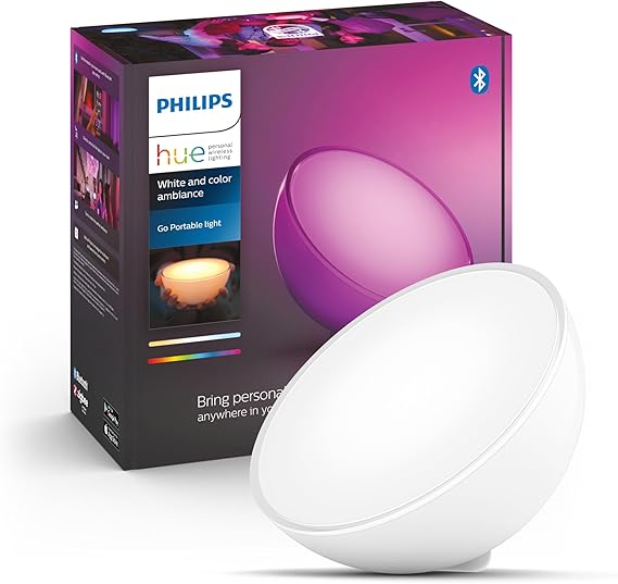 Philips Hue GO V2 Portable Smart Led Desk Lamp with Bluetooth Feature, White and Color