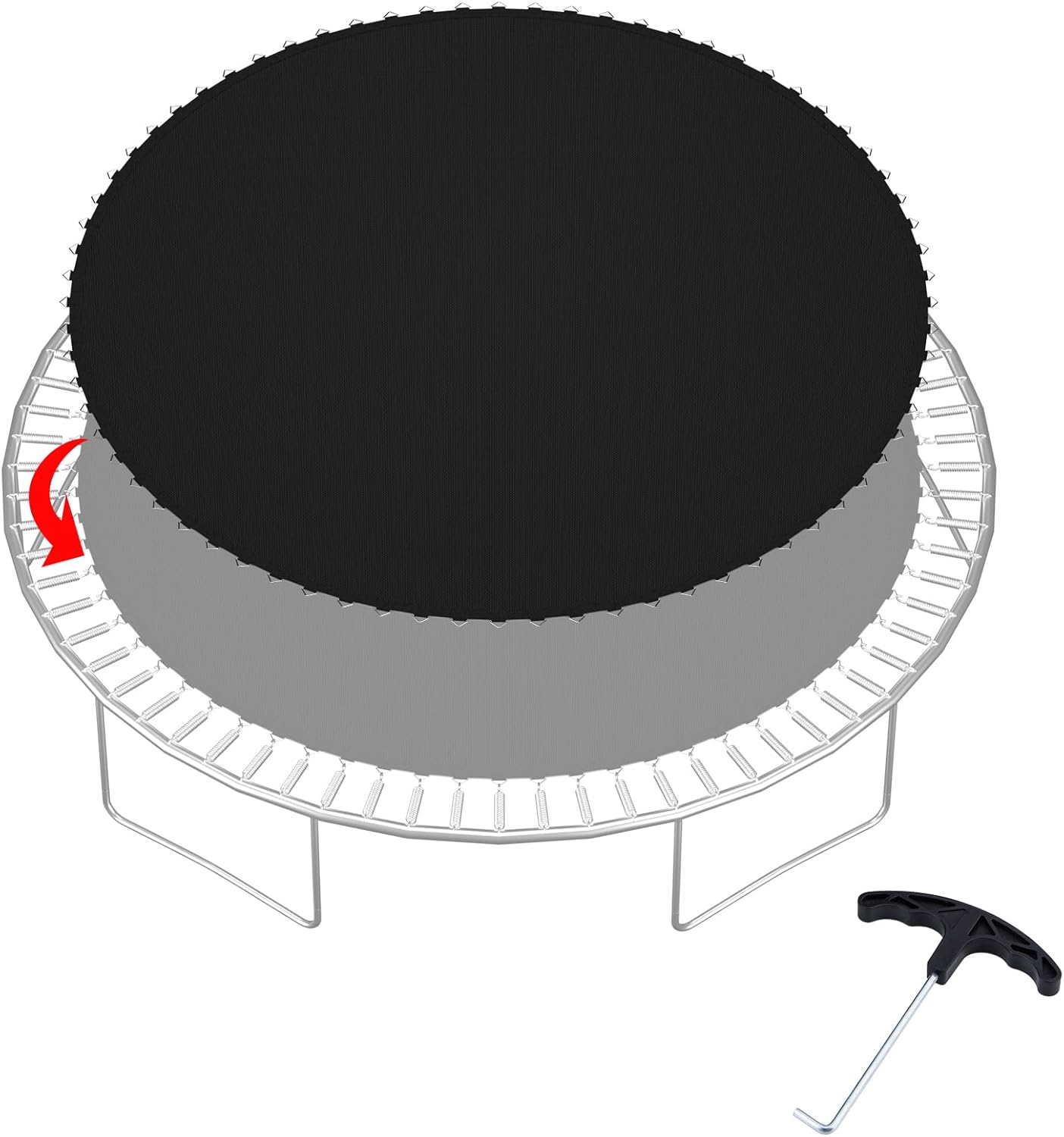 SPORTYOUTH Trampoline Replacement Mat, Fits 12ft 14ft 15ft Round Trampolines Frame with 728896 V-Rings Using 5.56.57 in Springs, Water-Resistant, UV Resistant, Good Jumping Bounce