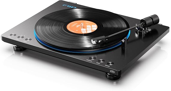 FiiO TT13 Fully Automatic Vinyl Stereo Turntable(Analog), Powerful Phono preamp, Dust Cover, Die-cast Aluminum Platter (TT13 Black Standard)