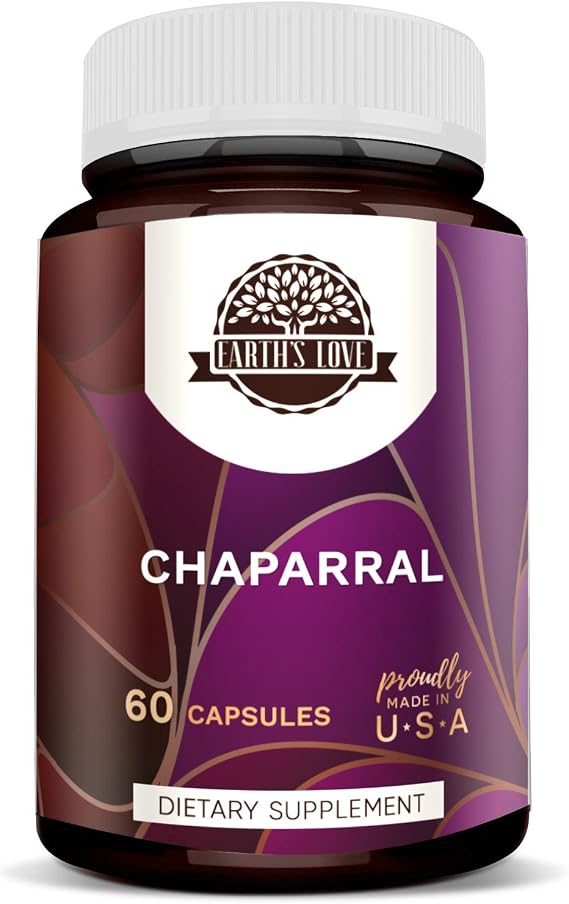 Earth's Love - Chaparral 60 Capsules, 500 mg, Chaparral (Larrea tridentata) Dried Leaf and Flower (60 Capsules)