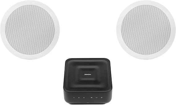 Bundle of Denon Home Amplifier (100W x 2), Compact Stereo Amplifier with HEOS Built-in, High-Res Audio, Dolby Digital Plus Decoding + Polk Audio RC80i 2-Way Premium in-Ceiling 8" Round Speakers