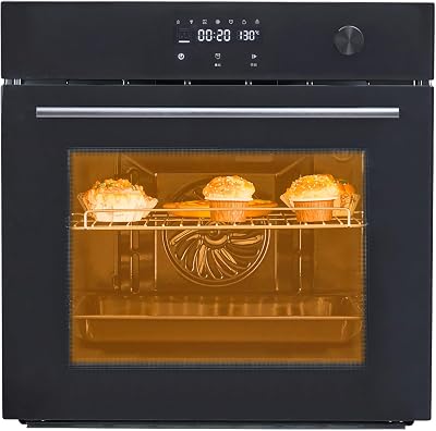 24 Inch Built-In Electric Oven, Stainless Steel Single Wall Oven, 2.5Cu.Ft., 3-Layer Insulated Glass Door, 240V 3000W 60Hz, for Baking Bread, Pizza, Cake, Roast Chicken