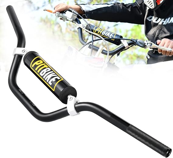 7/8" Dirt bike Handlebars with Foam Pad, Black Motorcycle Handlebars | 6061-T6 Aluminum Handlebar with Heat Treatment HRC16, Compatible with CRF YZF KXF, KLX, RMZ, DRZ Pit Dirt Bikes, ATVs, Quad