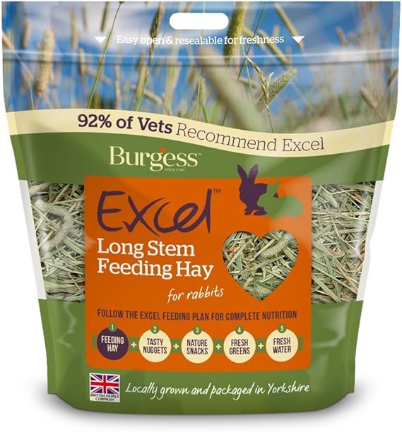 Excel Burgess Long Stem Feeding Hay, Transparent, 1 kg (Pack of 1)