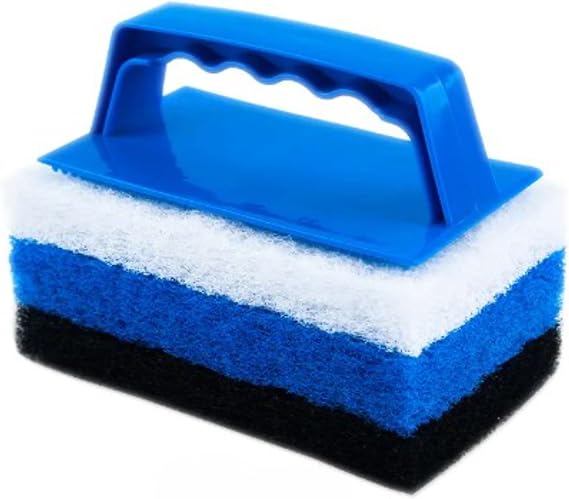 Scrub Pad with Handle, 3pcs Scrub Pads with Reusable Handle