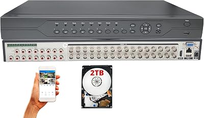 EVERTECH 32 Channel H.265 High Definition Security Camera DVR Recorder for Surveillance System with Built-in 2TB Hard Drive Memory