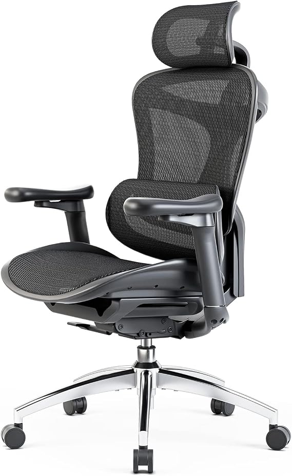 SIHOO Doro C300 Office Chair, Desk Chair, Ergonomic, Telework, No Fatigue, Ergonomic Chair, Mesh Chair, 4 Levels of Adjustment, S-Backrest, Automatic Adaptability, Lumbar Support, 4D Interlocking | 4段階調整S字背もたれ 自動適応ランバーサポート 4D連動アームレスト 3Dヘッドレスト 約130度リクライニング 耐荷重135KG 事務椅子 通気性に優れ