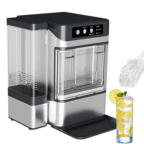 Nugget Ice Maker, Countertop Chewable Ice Maker, 41Lbs/24H, Self-Cleaning, One-Click Operation, Stainless Steel - Perfect for Parties and Kitchens