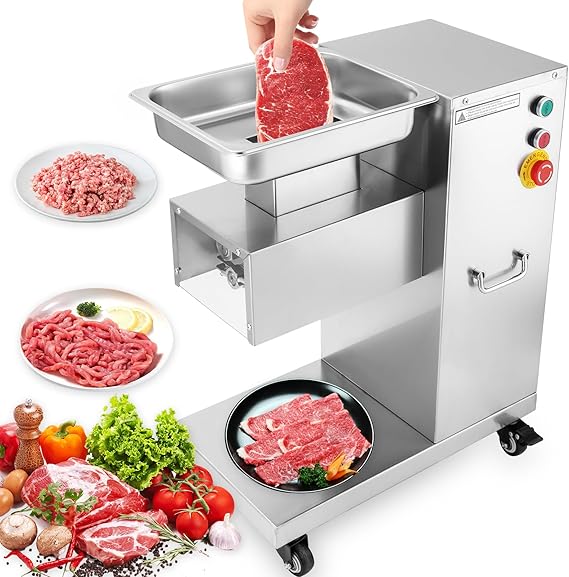 750W Commercial Meat Cutter Machine for Fresh Meat, 8MM Blade