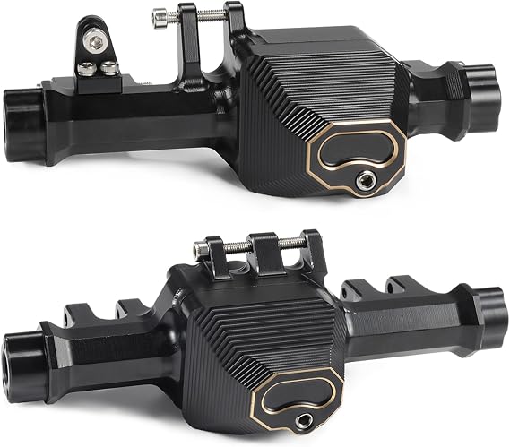 AMK TRX4 Brass Axle Housing Front and Rear Set 1.4lb Black Coating Portal Covers with Link Rod Mount for 1/10 RC Crawler TRX6 TRX4 Upgrades (Front+Rear)
