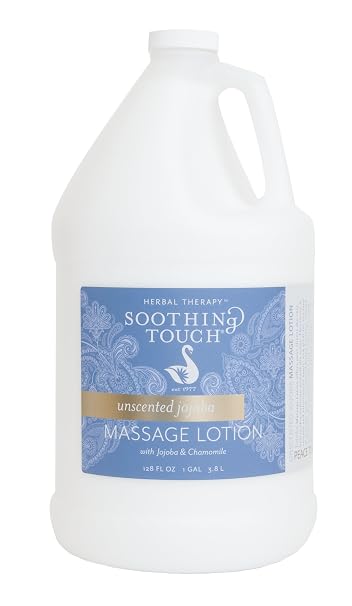 Soothing Touch, Unscented Jojoba Massage Lotion, Arnica Flower, Aloe Vera, Deeply Moisturizing, Repairs Dry Skin, Rich Nutrients, Ideal Glide For Any Massage Type, Professional Grade, 1 Gallon