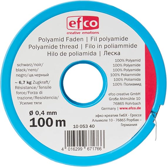 Efco 1005340 Polyamide Thread tensile Force Approx. 6,7 kg 0,4 mm 100 m Black, 12 x 5 x 2 cm