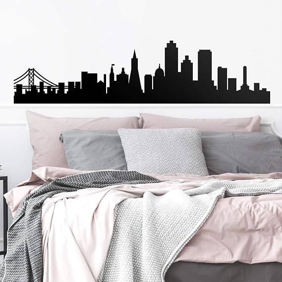 Vinyl Wall Art Decal - San Francisco Skyline - 18.5" x 75" - Unique Modern California American USA West Coast City Home Bedroom Living Room Store Shop Mural Indoor Outdoor Silhouette Adhesive Decor