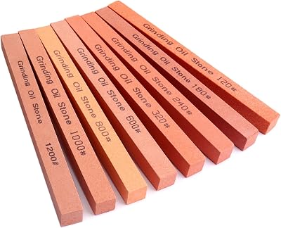 Sharpening Stone Set,8pcs Rectangular Sanding Sticks Knife White Corundum Oil Stone for Knife,Most DIY Bladed&Cutting Tool-120#,180#,240#,320#,600#,800#,1000#,1200#5.91x0.47x0.47inch