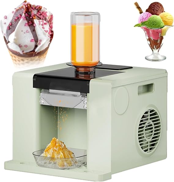 Mini Ice Cream Maker, Snowflake Ice Machine for Juice Milk Chocolate, Commercial Shaved Ice Machine Slushie Machine for Bars and Parties Green