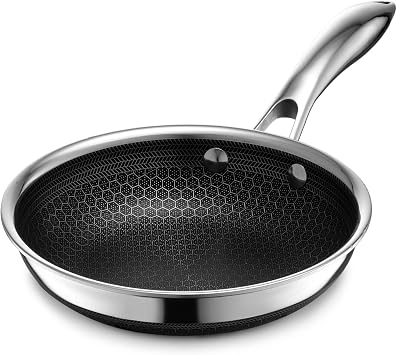 HexClad Hybrid Nonstick 8-Inch Fry Pan with Tempered Glass Lid, Stay-Cool Handle, Dishwasher and Oven Safe, Induction Ready, Compatible with All Cooktops