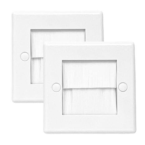 Brush Faceplate White Brushplate Wall Plate (Pack of 2, 1 Gang Single)