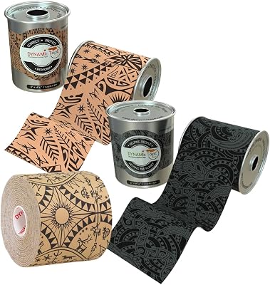 Dynamic Tape 3 Roll Pack | Includes Original Beige & Black, Eco Grey & Black, Powerband | 3 Biomechanical Adhesive Tape for Injury Recovery, Muscle & Joint Support | 4-Way Stretch, Water-Res