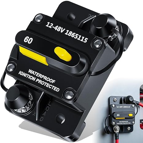1865115 MKR-27 Circuit Breaker 60 Amp for Minn Kota Freshwater and Saltwater Trolling Motors Marine Boat Battery Accessory RV Truck Car 12V/24V/36V/48V DC Systems Waterproof Heavy Duty